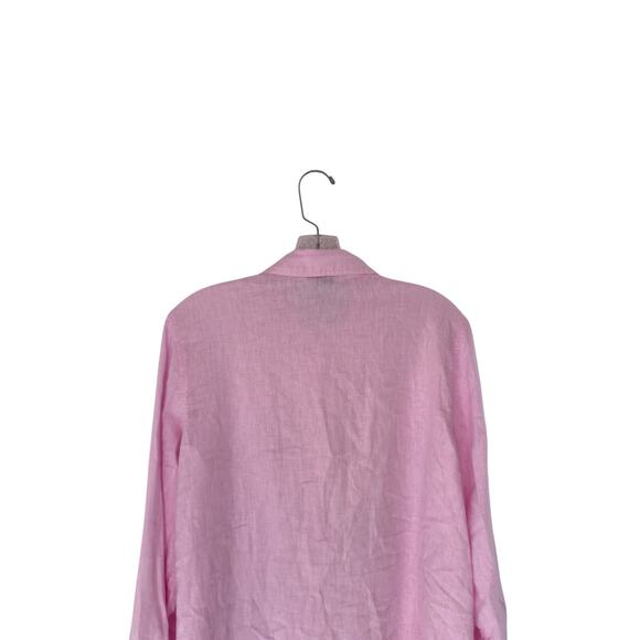 Orvis Button Down Shirt Pink Women's Linen Blend Long Sleeve Lagenlook Medium - Picture 7 of 11
